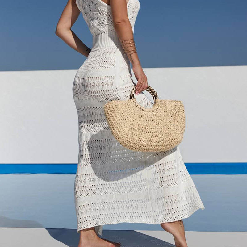 Robe Longue Élégante en Maille Ajourée – Chic, Féminine & Tendance